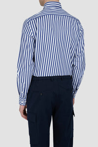 Chemise à manches courtes - Blanc à rayures bleues