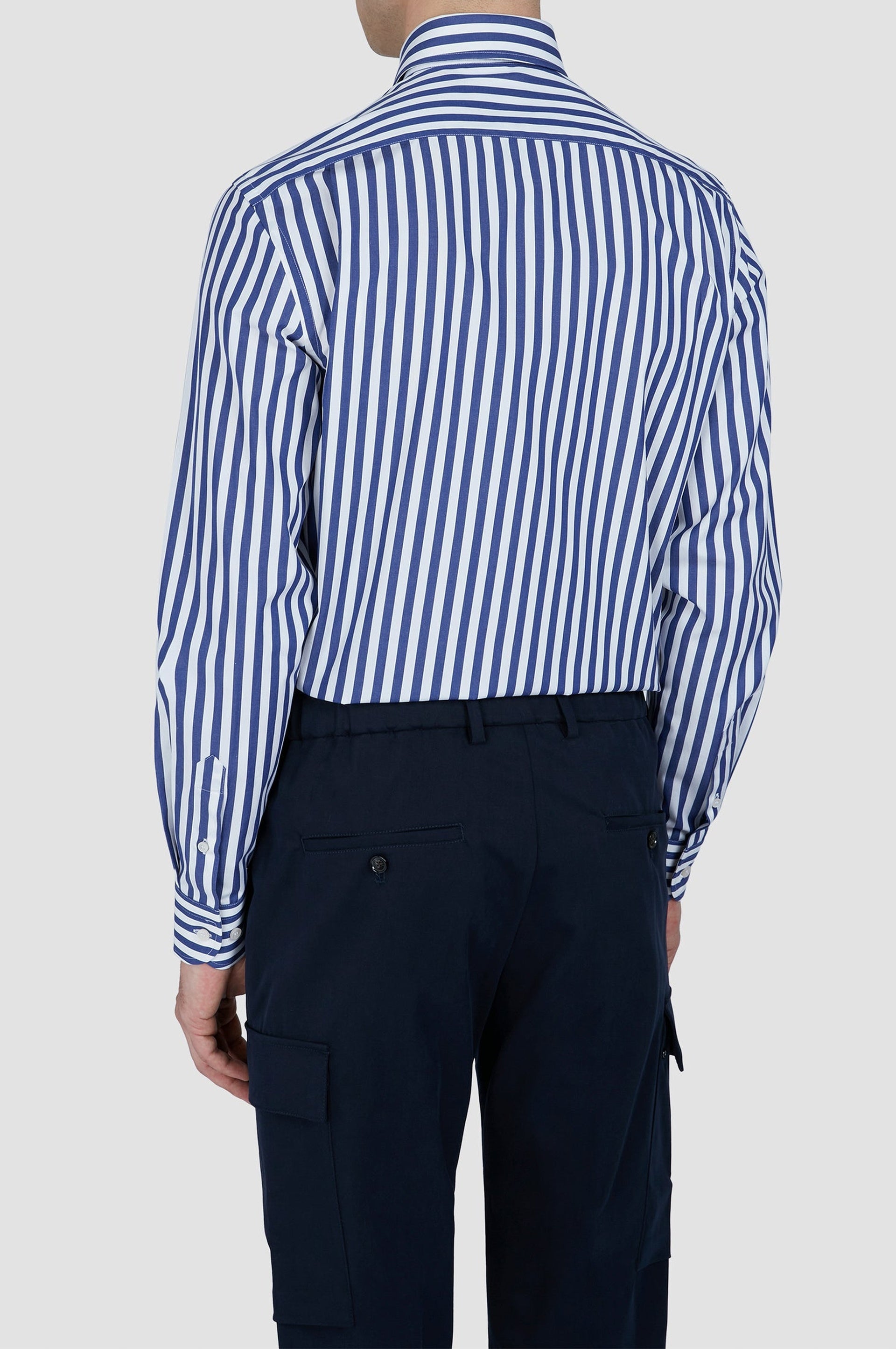 Chemise à manches courtes - Blanc à rayures bleues