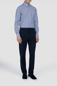 Chemise à manches courtes - Blanc à rayures bleues