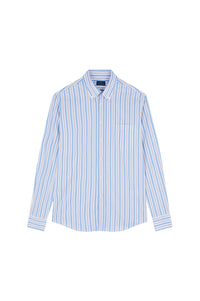 Chemise à manches longues rayée - Bianco Righe Cobalto Beige