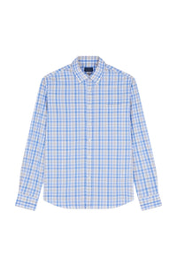 Chemise à carreaux et manches longues - Tartan Blanc & Bleu clair