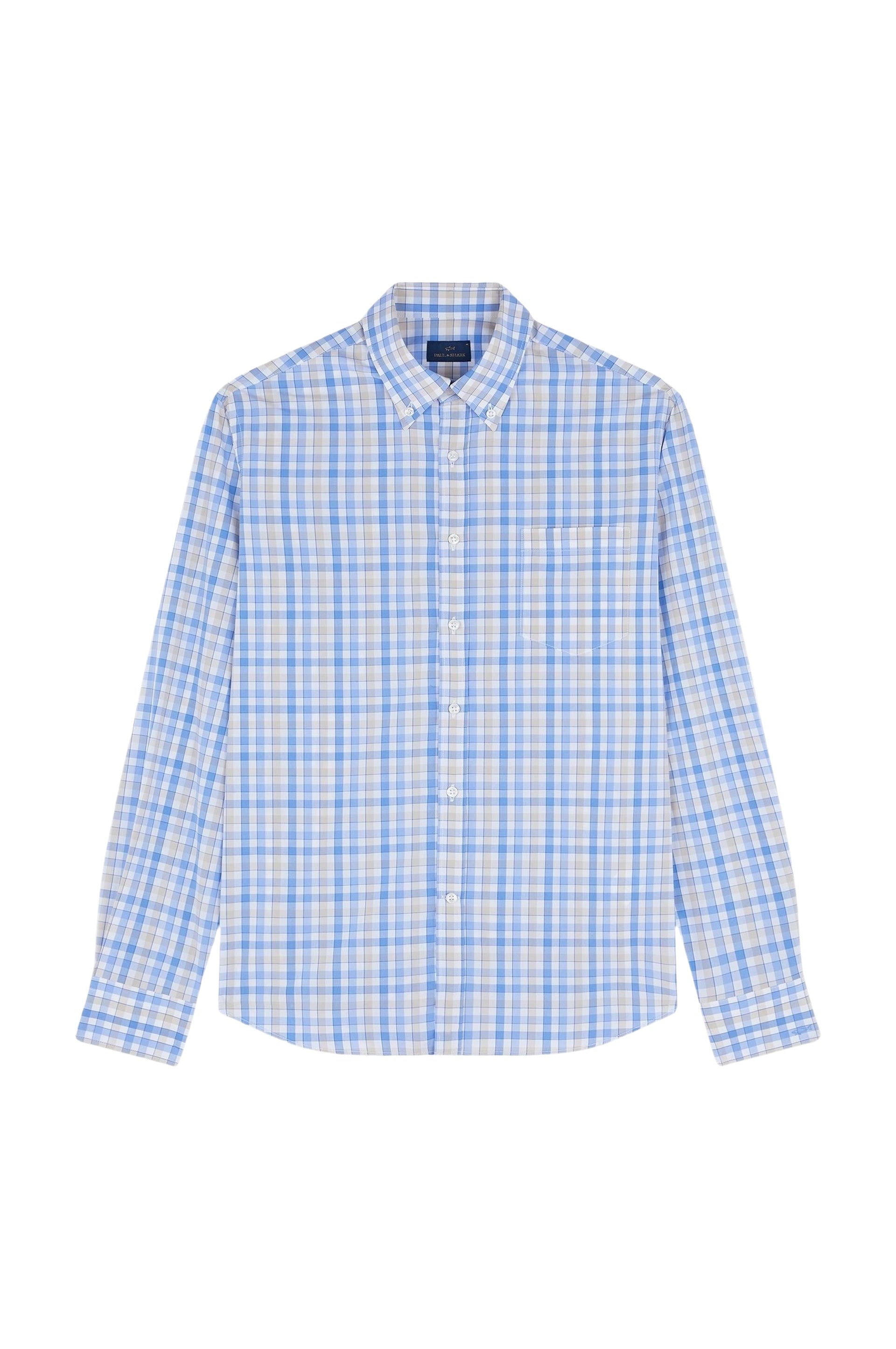Chemise à carreaux et manches longues - Tartan Blanc & Bleu clair