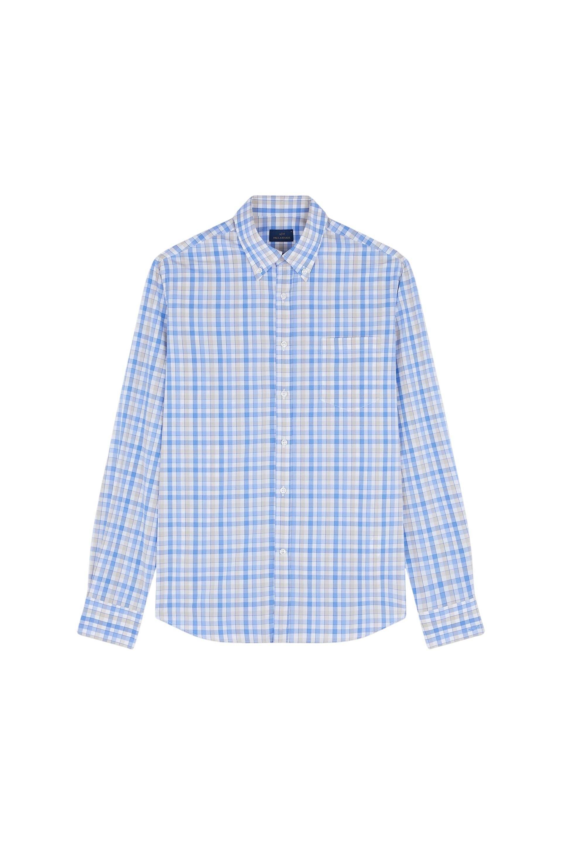 Chemise à carreaux et manches longues - Tartan Bianco Azzurro Beige