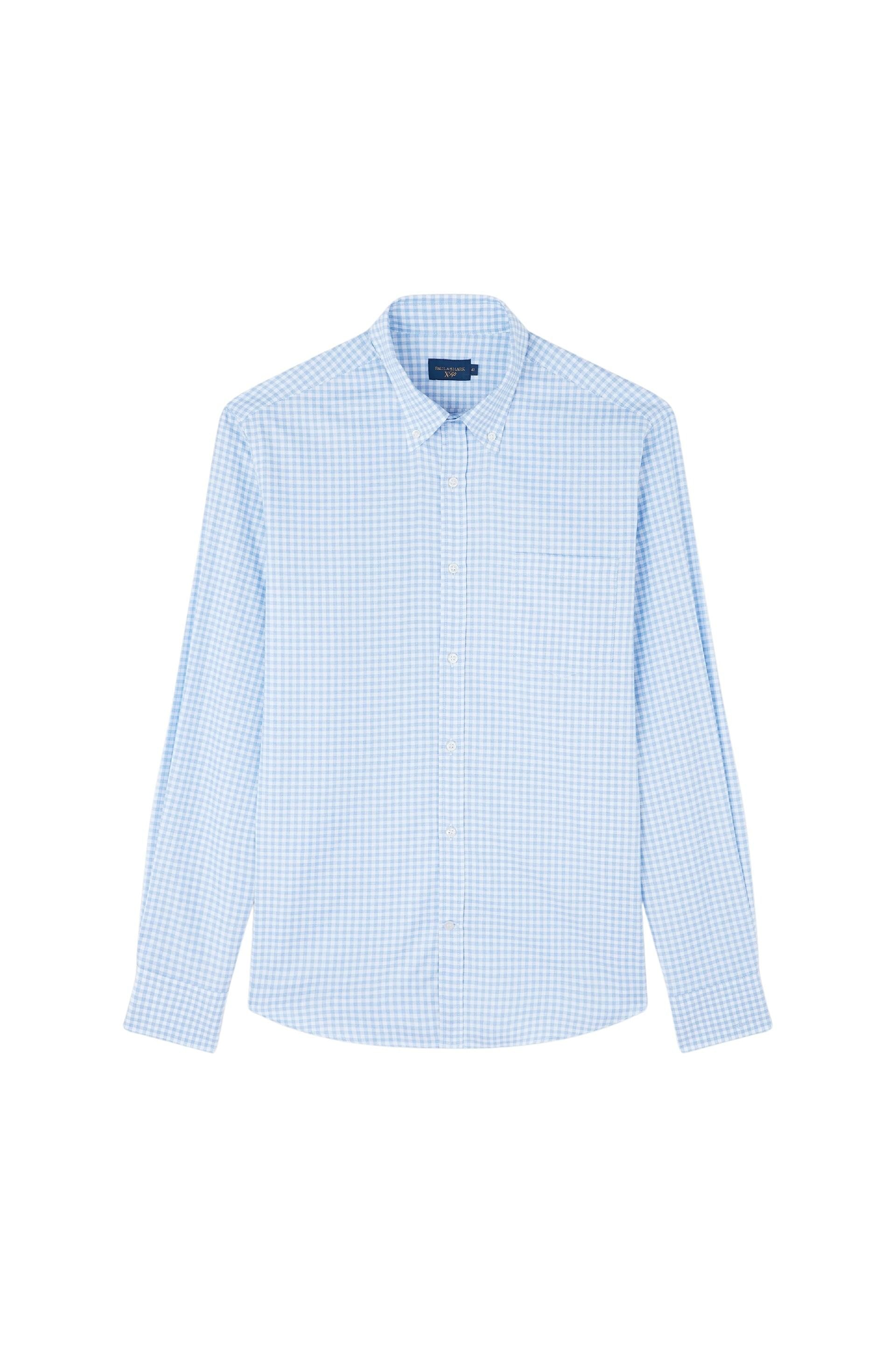 Chemise à carreaux et manches longues - Bianco Quadri Azzurri