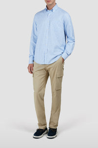 Chemise à carreaux et manches longues - Blanc & Bleu clair