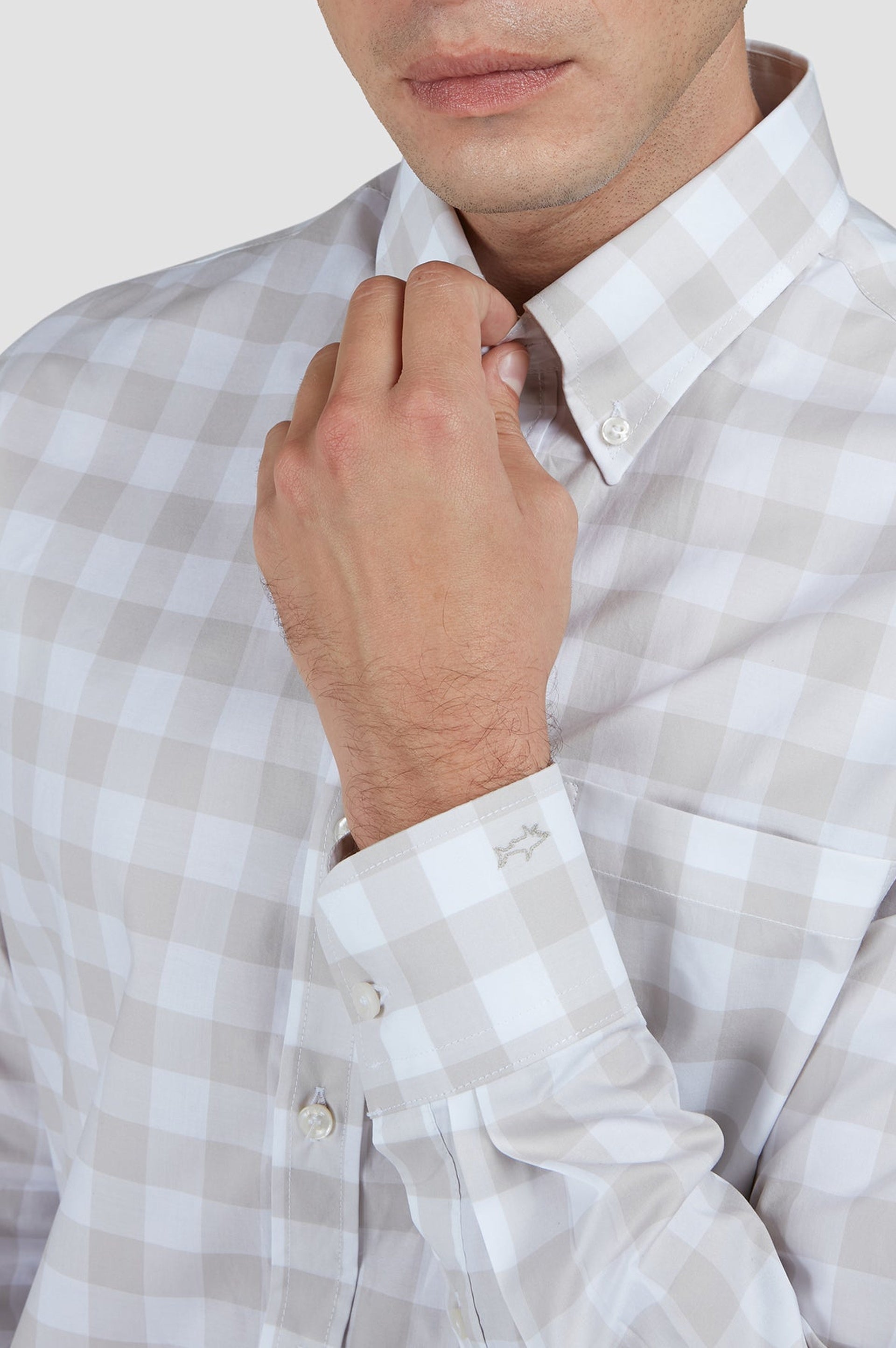Chemise à carreaux - Blanc & Beige