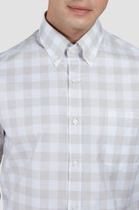 Chemise à carreaux - Blanc & Beige