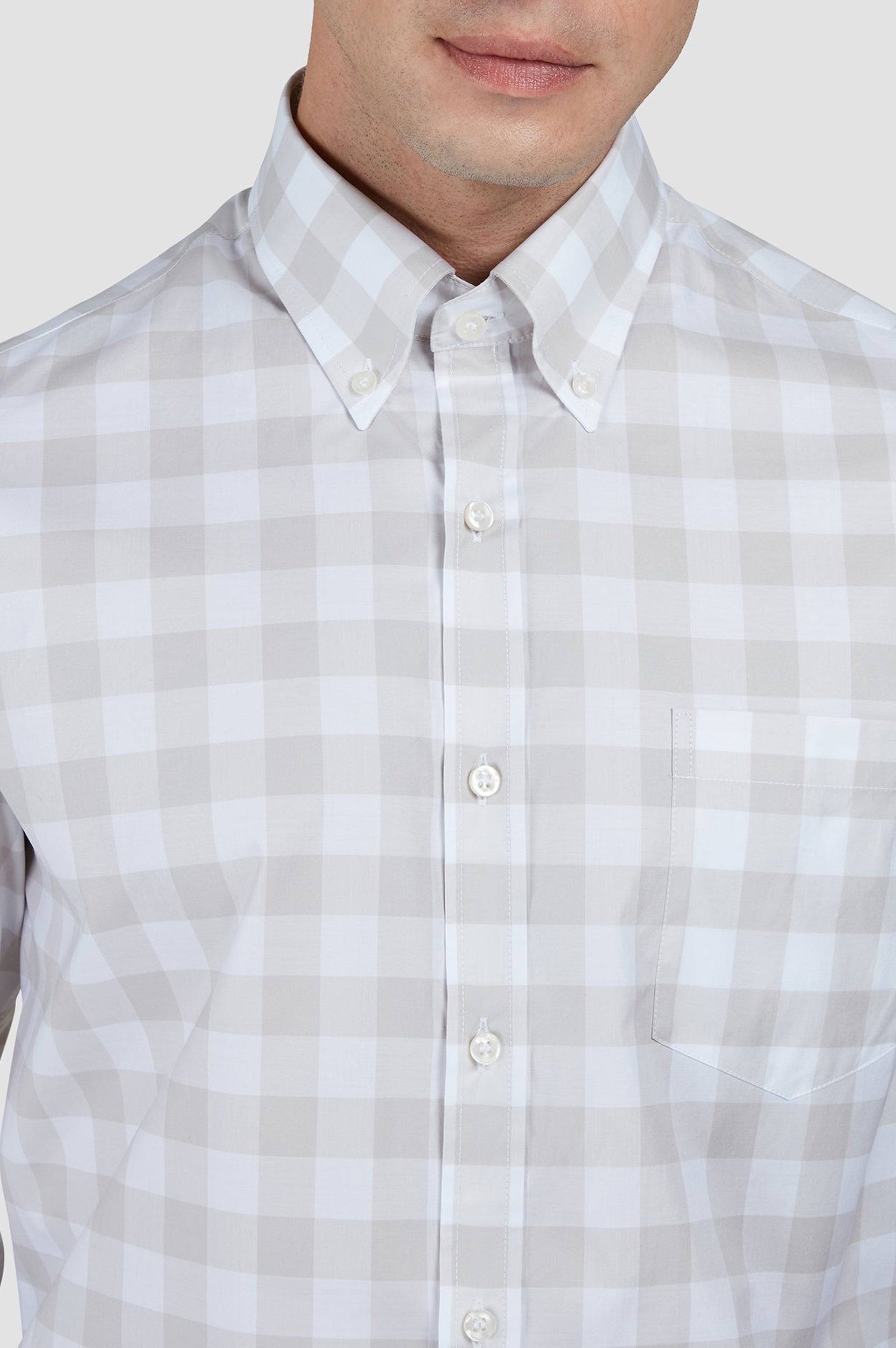 Chemise à carreaux - Blanc & Beige