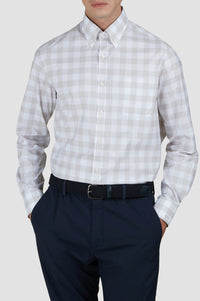 Chemise à carreaux - Blanc & Beige