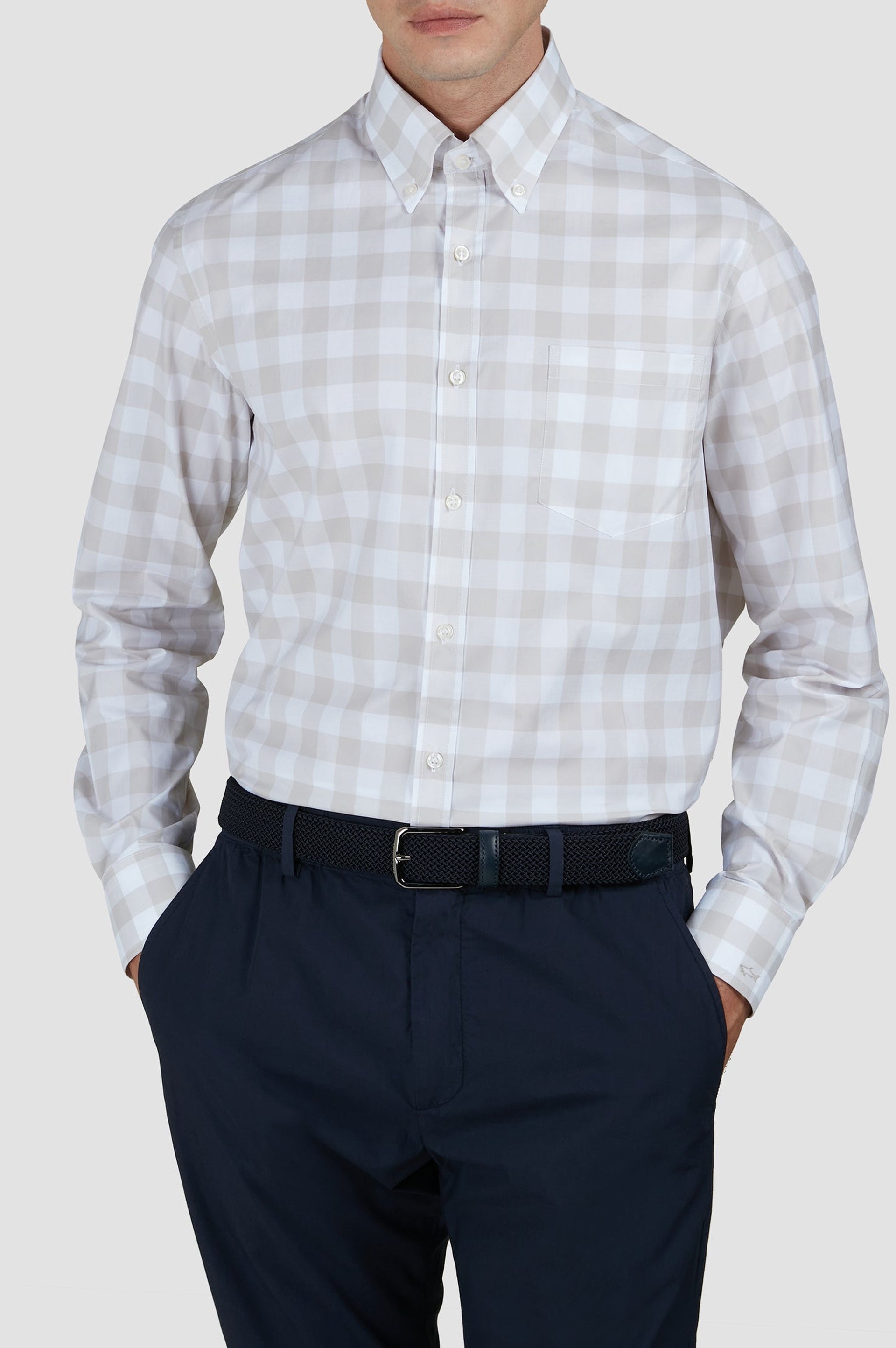 Chemise à carreaux - Blanc & Beige