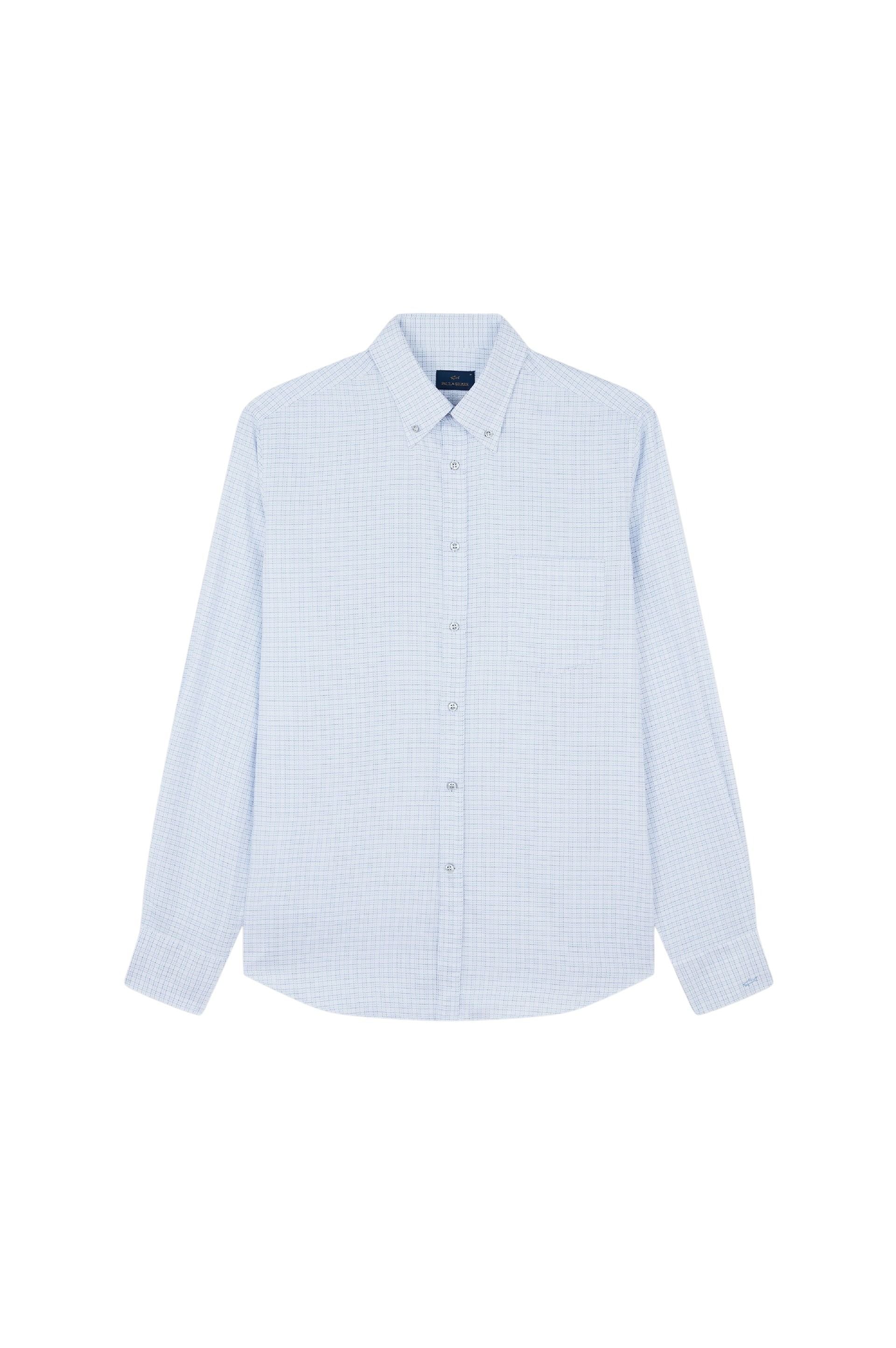Chemise boutonnée et texturée - Bianco Quadri  Blu Azzurro