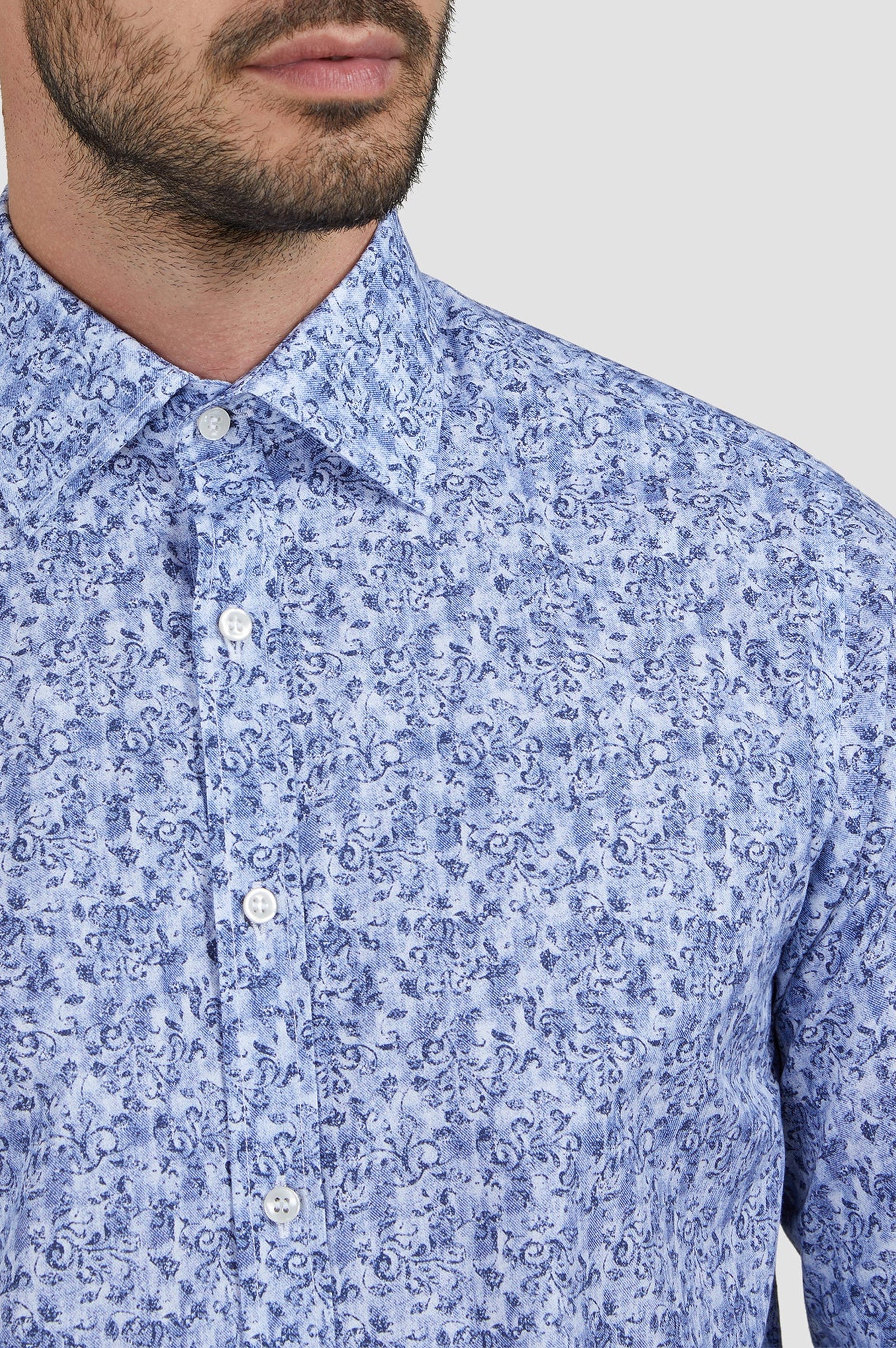 Chemise à imprimé - Fleurs bleues