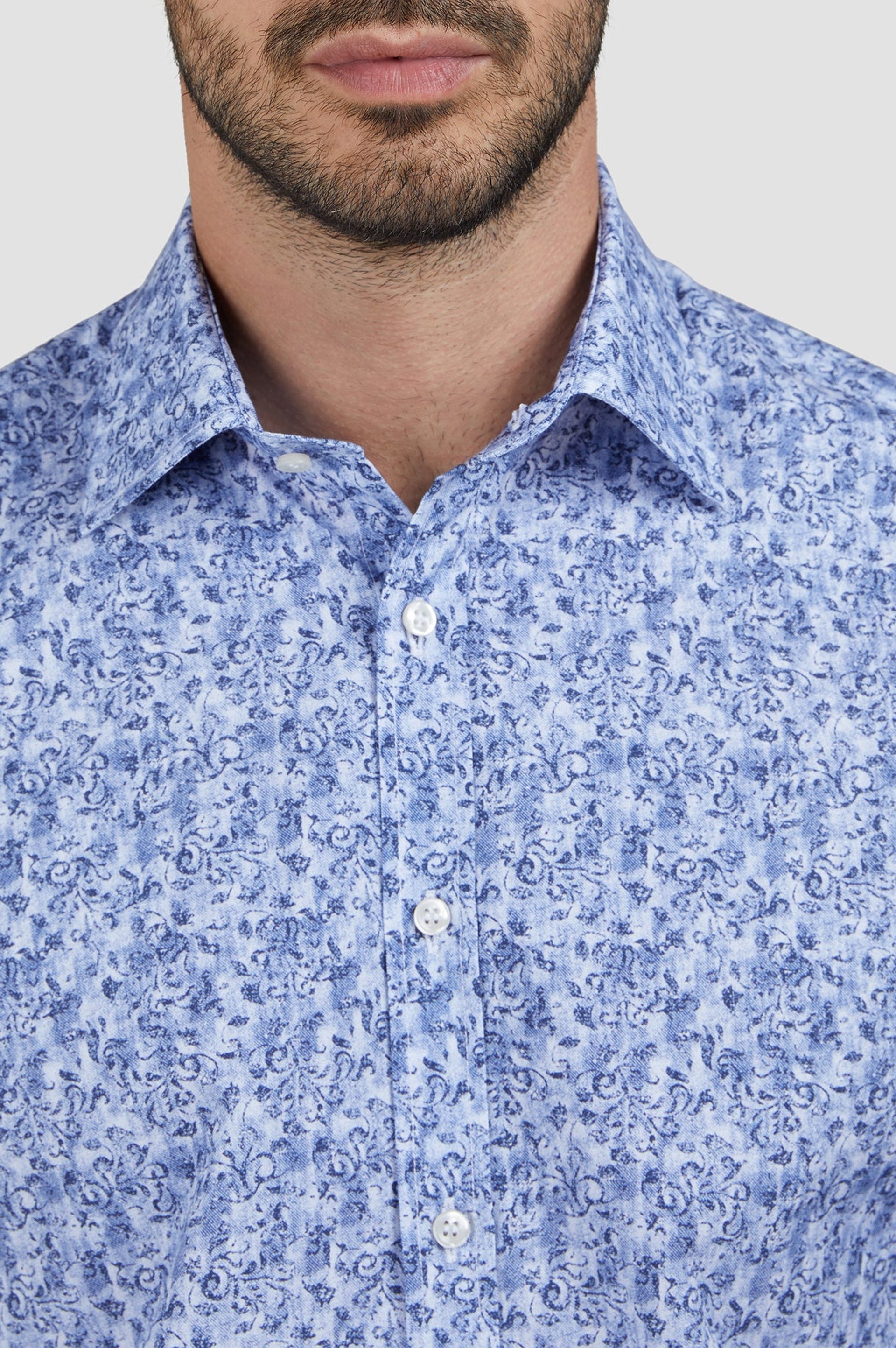 Chemise à imprimé - Fleurs bleues