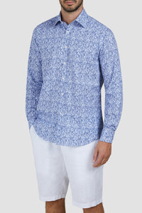 Chemise à imprimé - Fleurs bleues