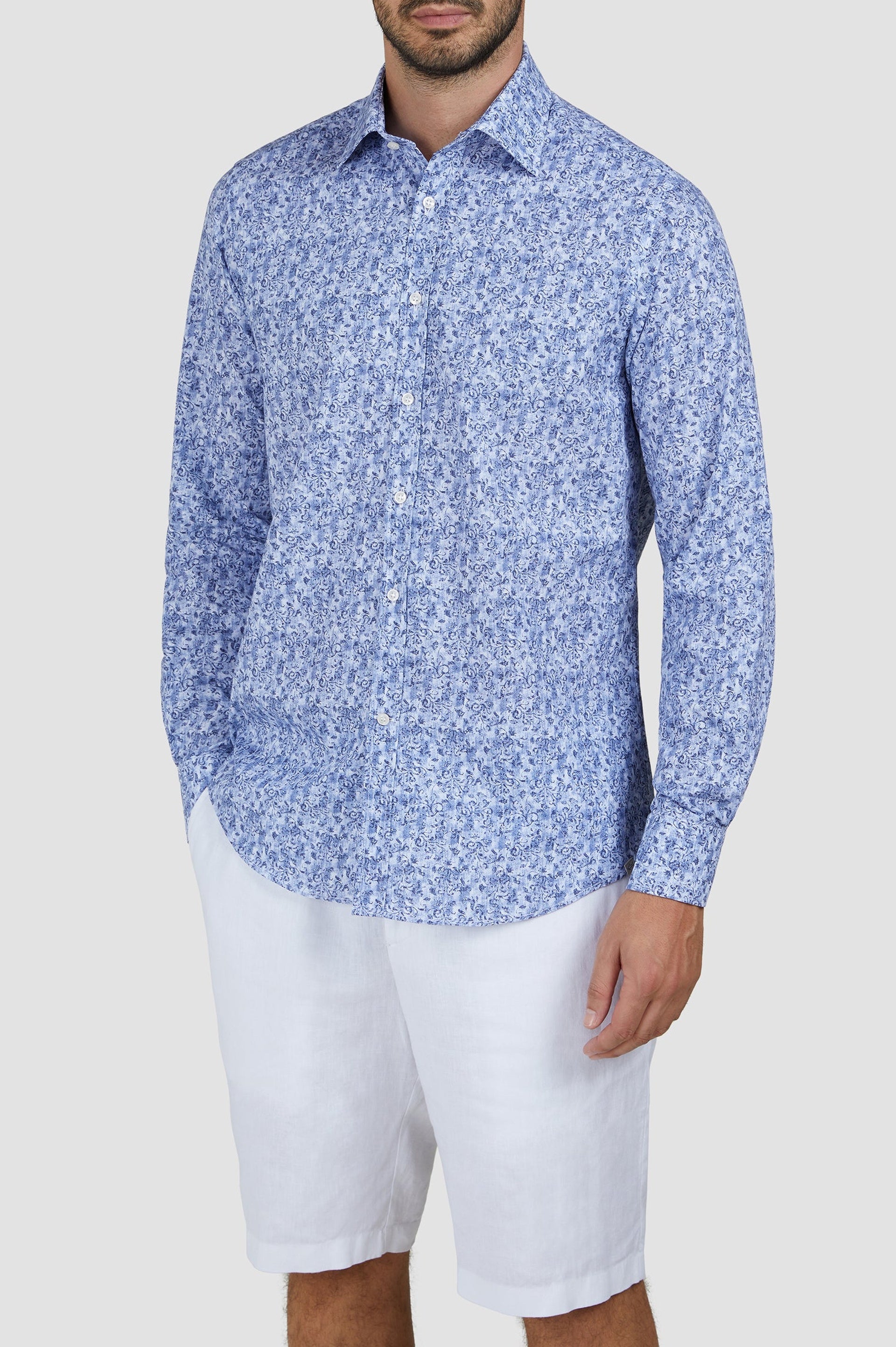Chemise à imprimé - Fleurs bleues