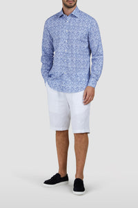Chemise à imprimé - Fleurs bleues