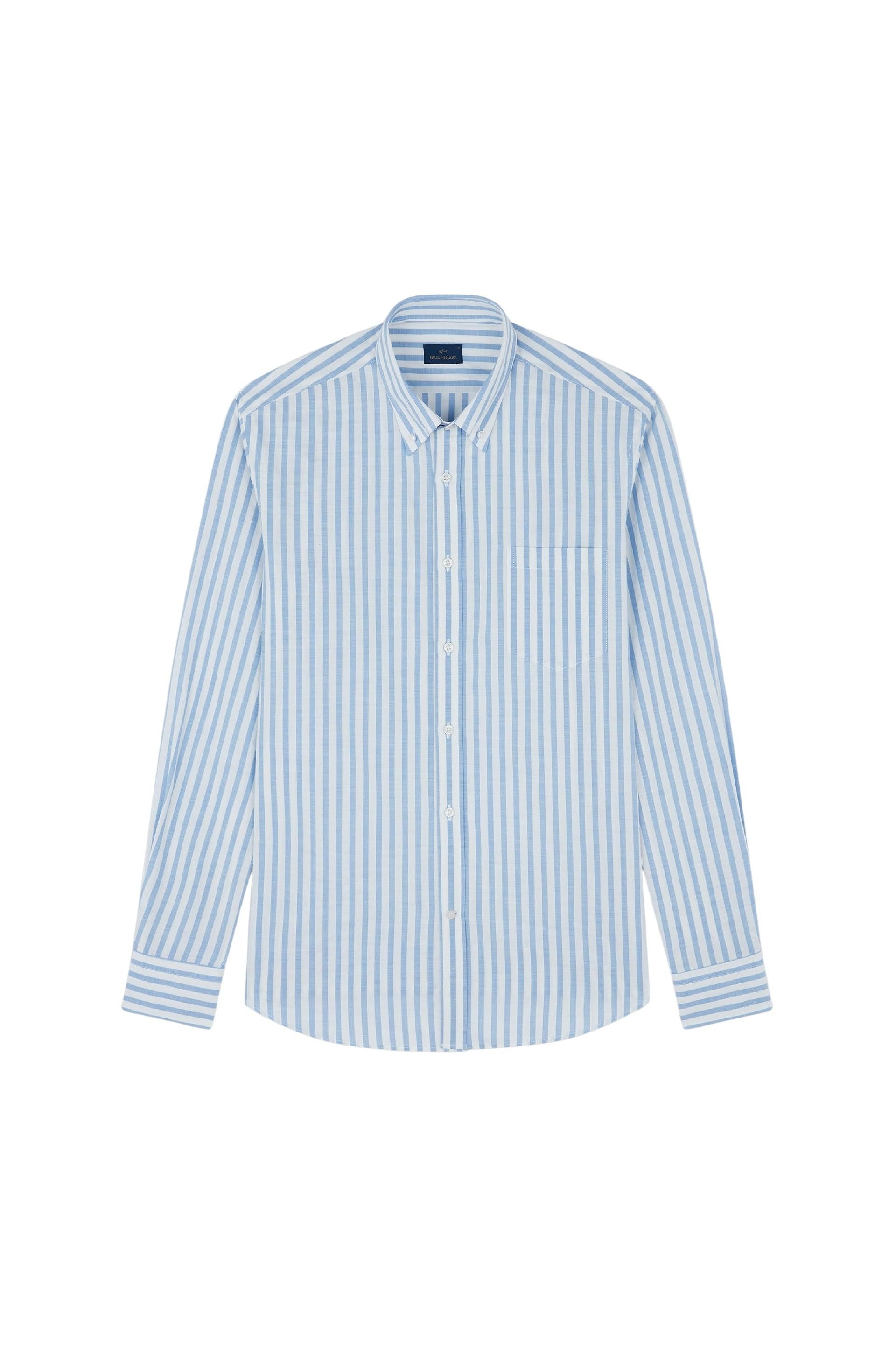 Chemise à rayures et manches longues - Bianco Righe Azzurre