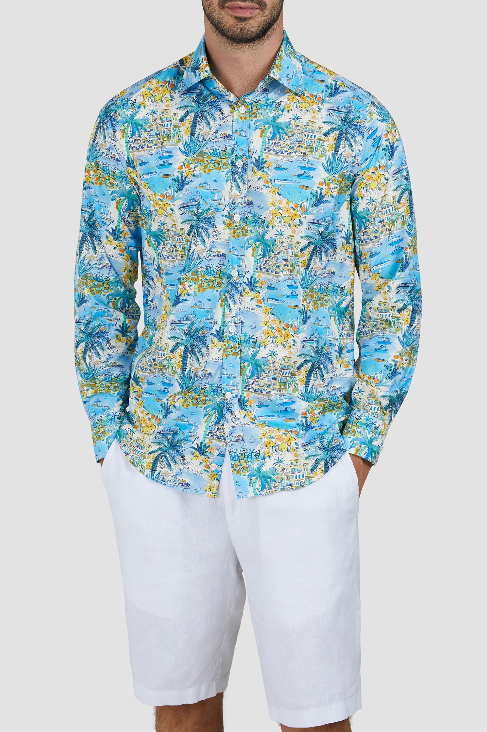 Chemise à manches longues et imprimé - Imprimé Palmiers Capri