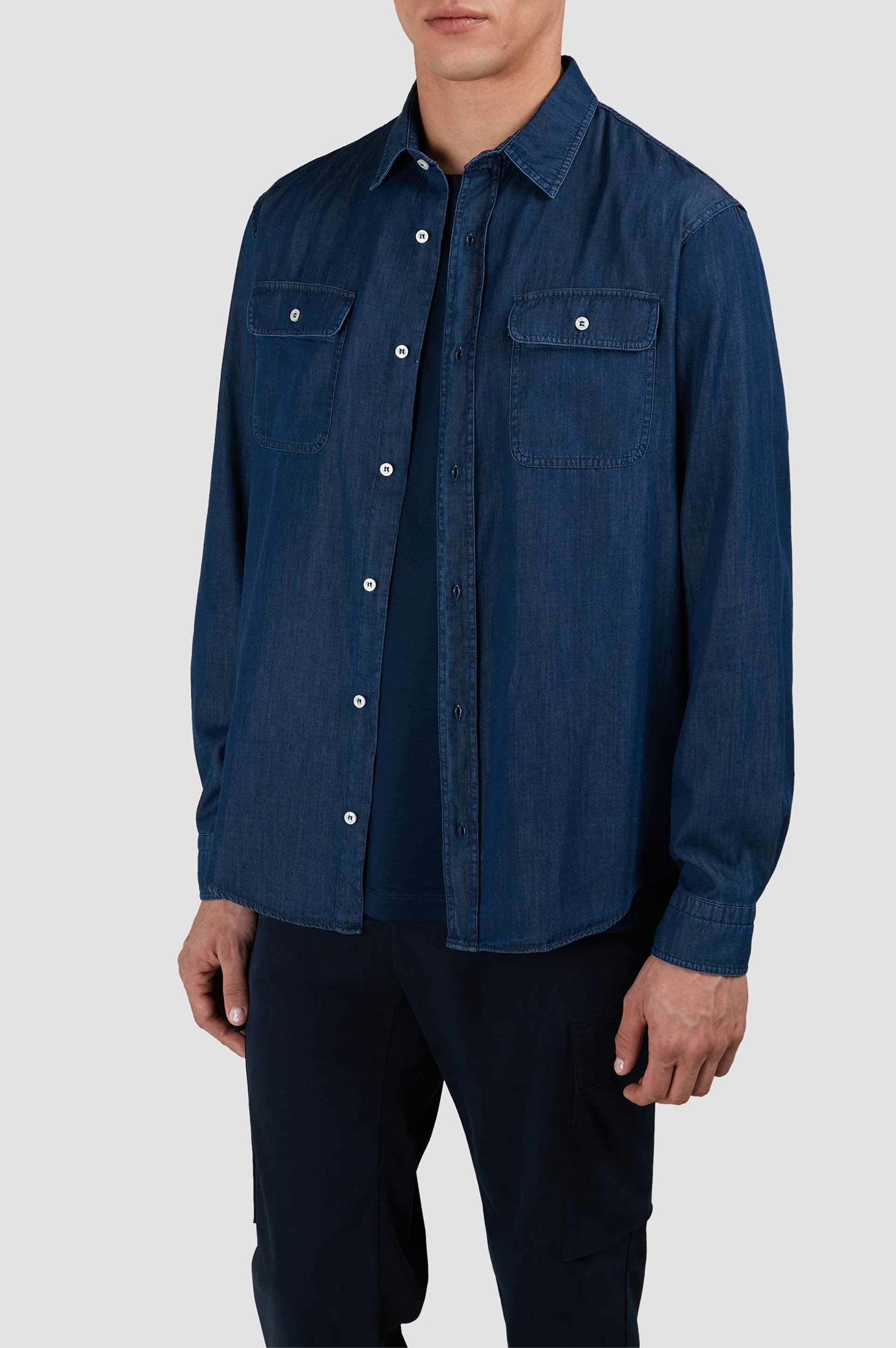 Chemise à double poches - Bleu foncé Jeans