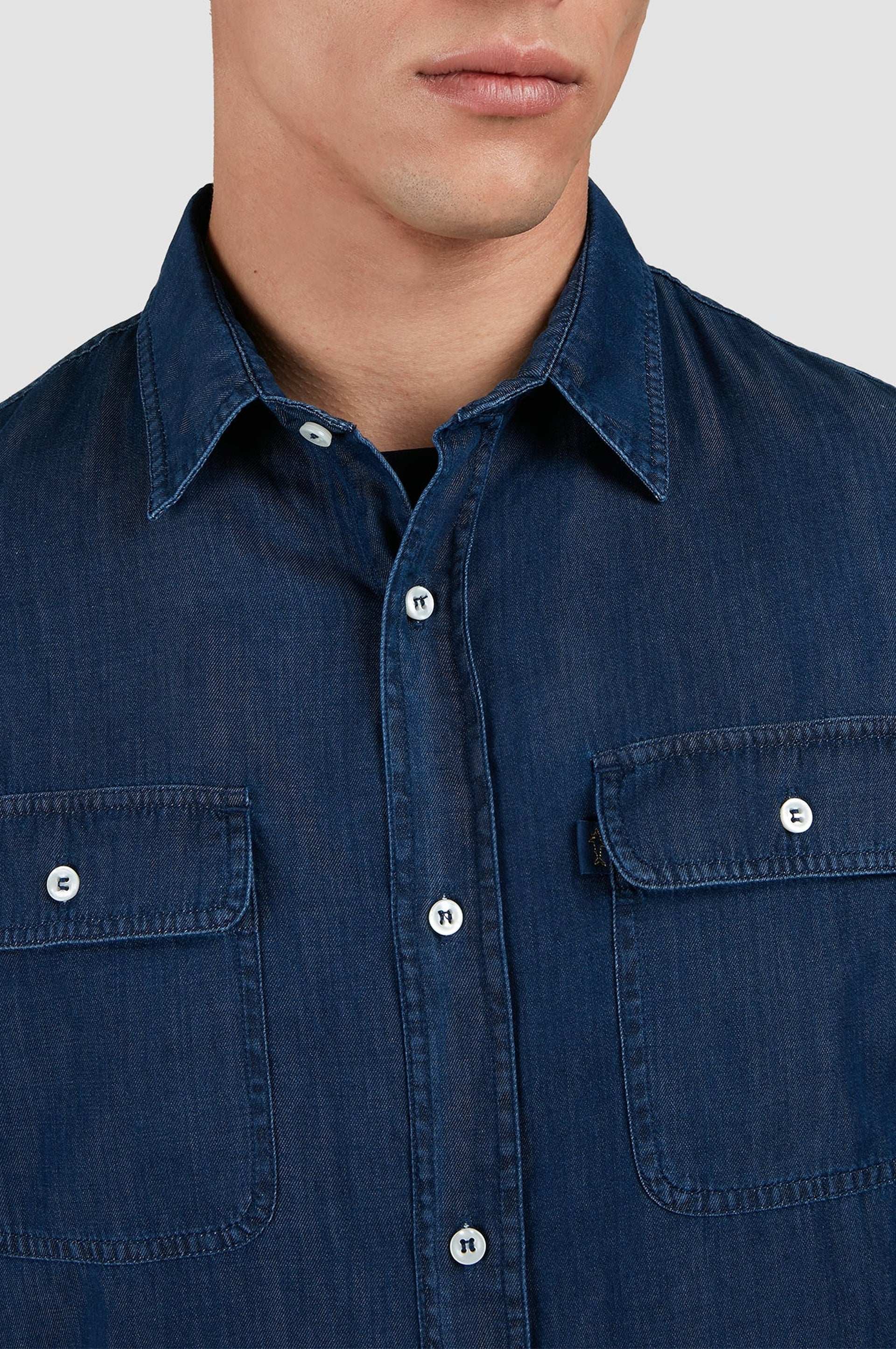 Chemise à double poches - Bleu foncé Jeans