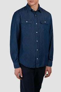 Chemise à double poches - Bleu foncé Jeans