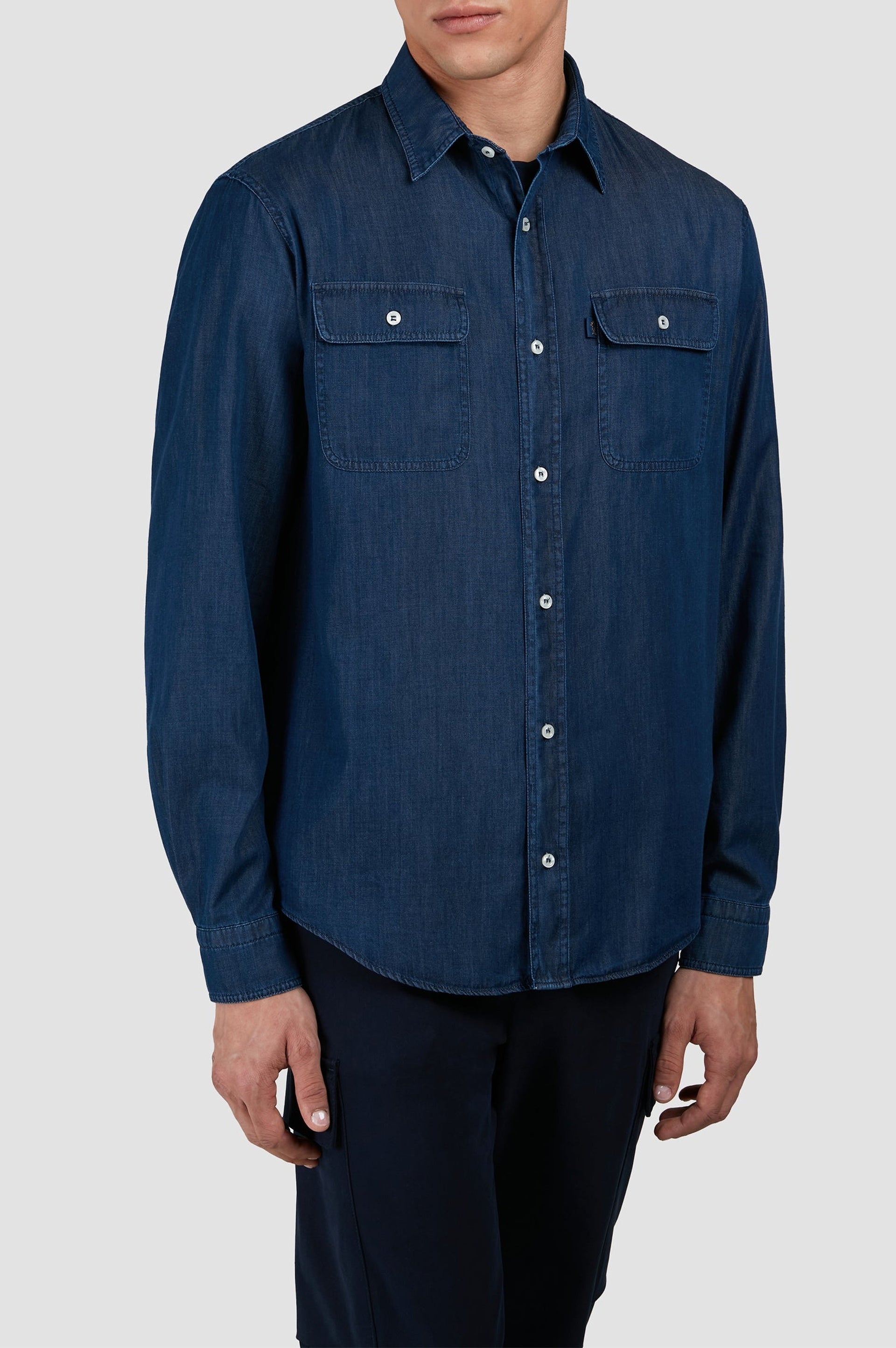 Chemise à double poches - Bleu foncé Jeans