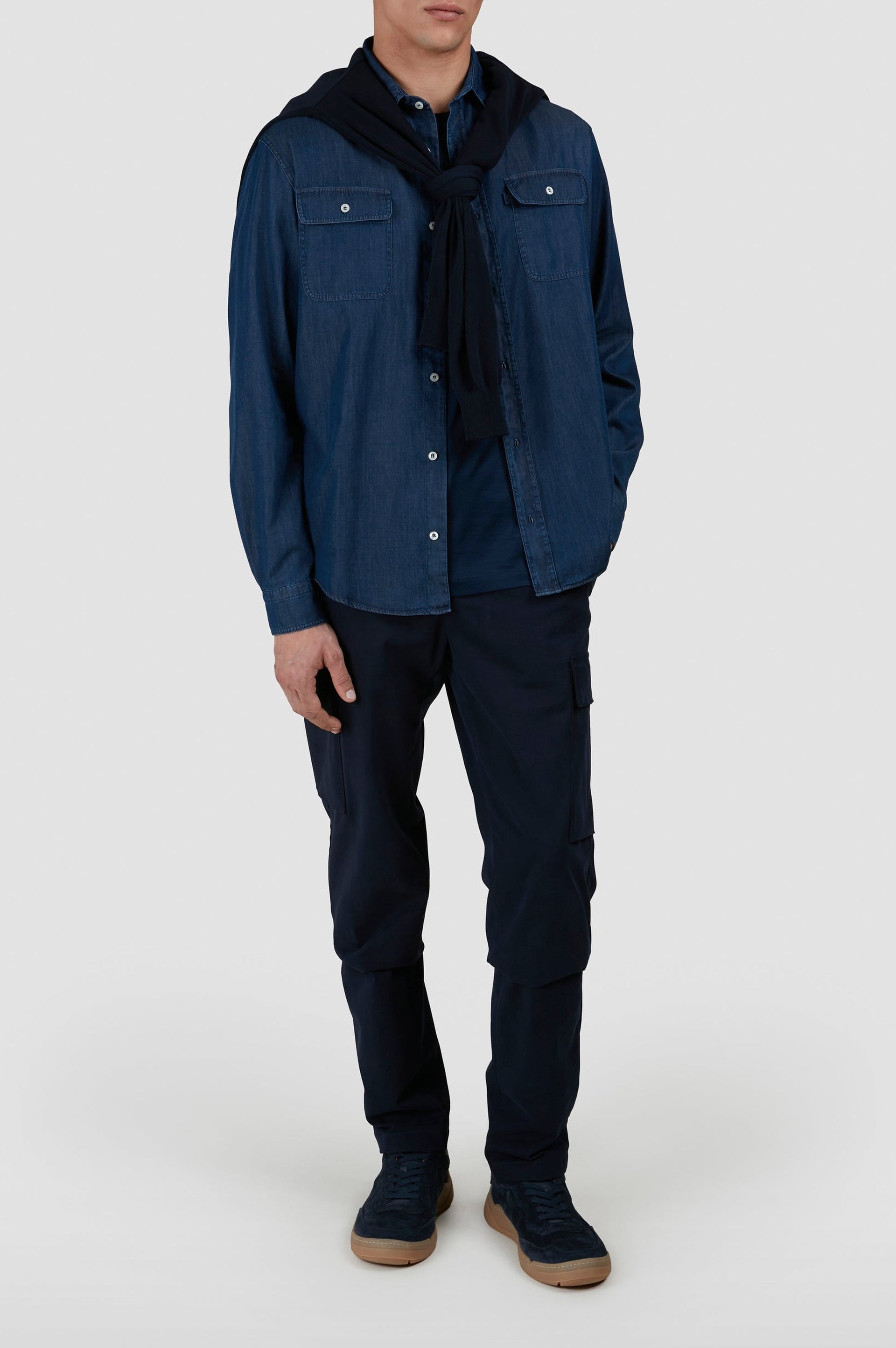 Chemise à double poches - Bleu foncé Jeans