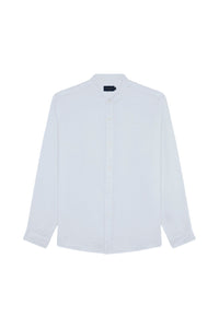Chemise à col mao en lin - Bianco