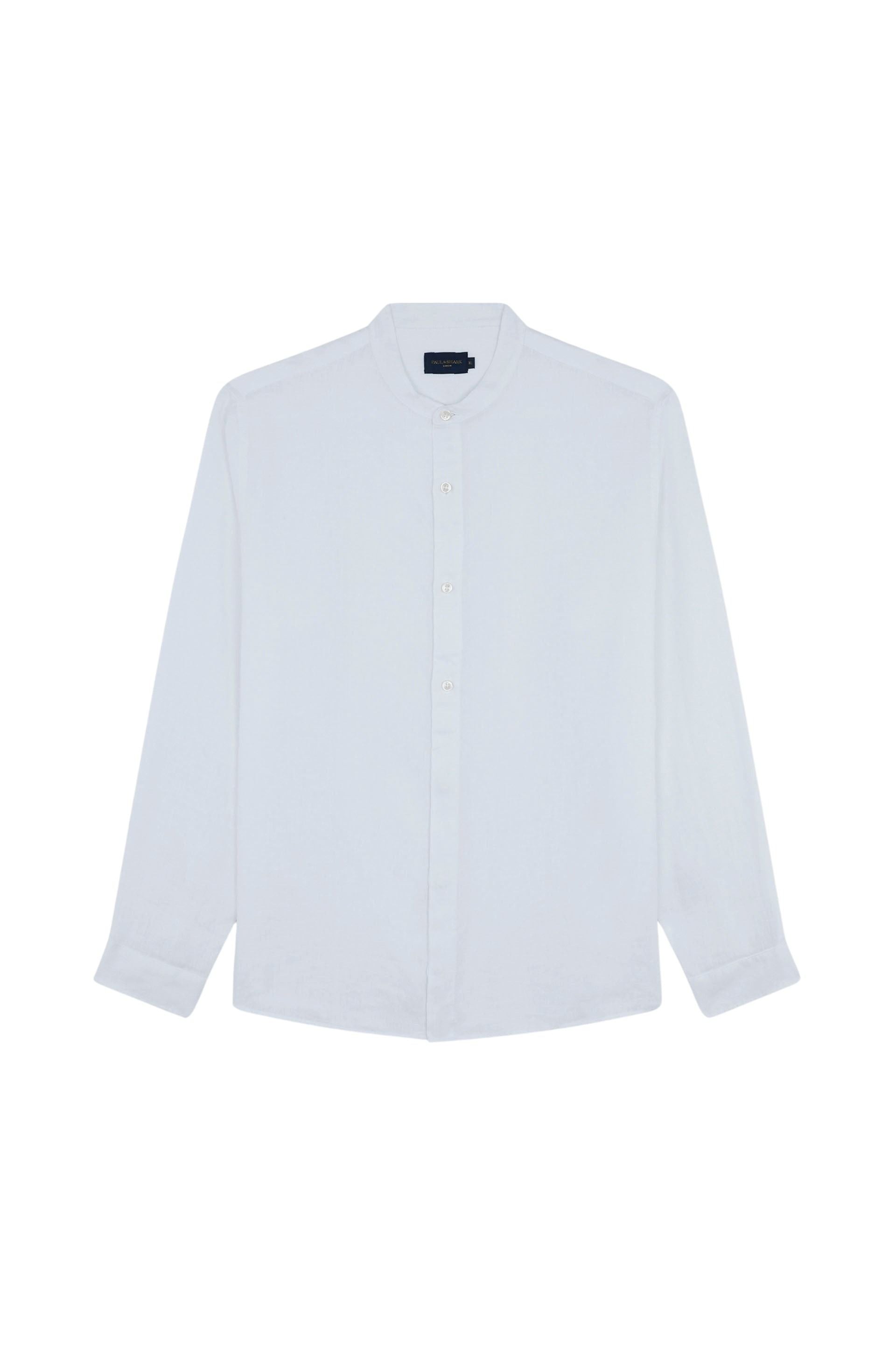 Chemise à col mao en lin - Bianco