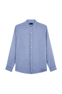 Chemise à col mao en lin - Blu Dama