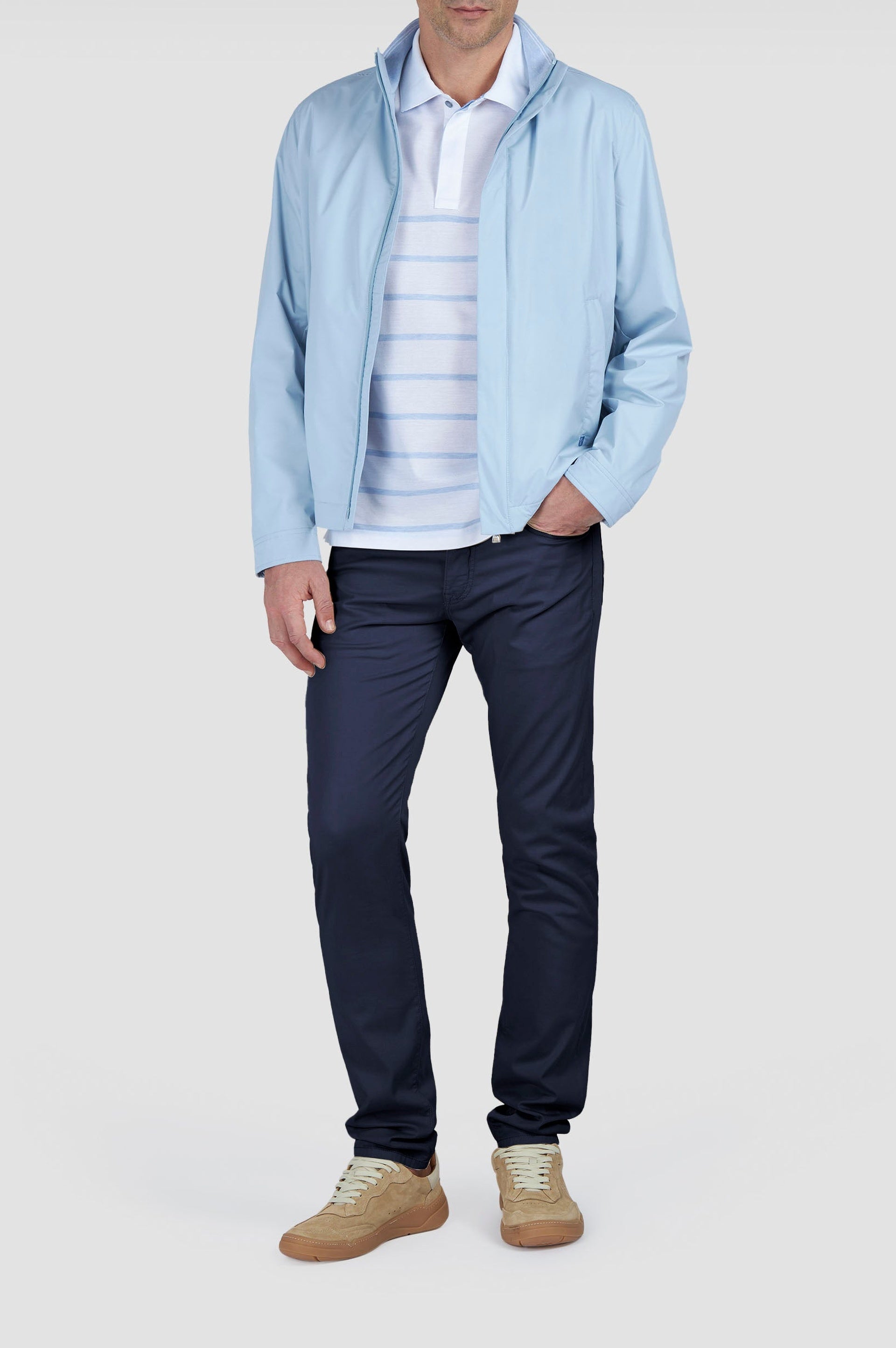 5-pocket denim trousers - Checkered blue