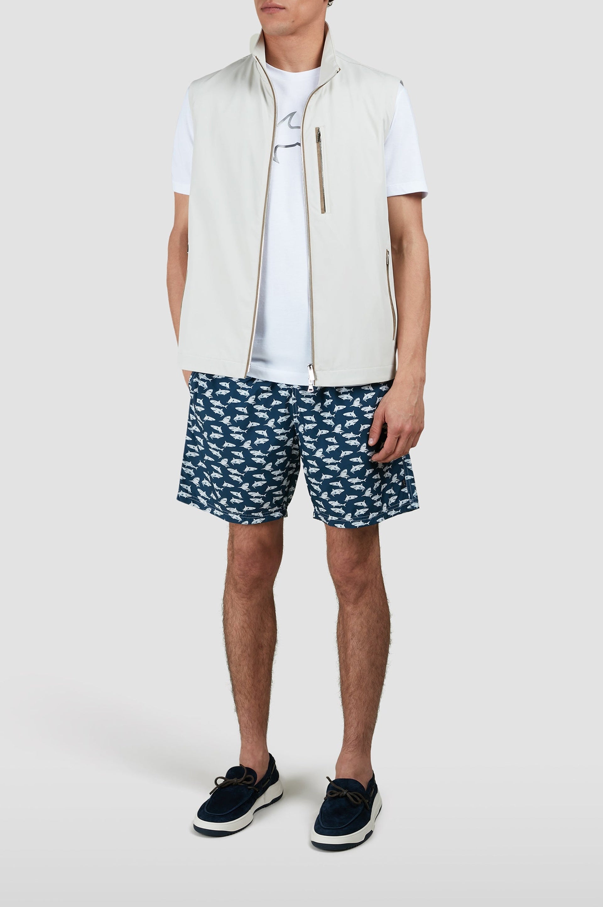 Short de bain à imprimé - Bleu des requins blancs
