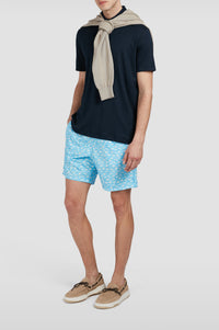 Short de bain à imprimé - Turquoise avec des requins