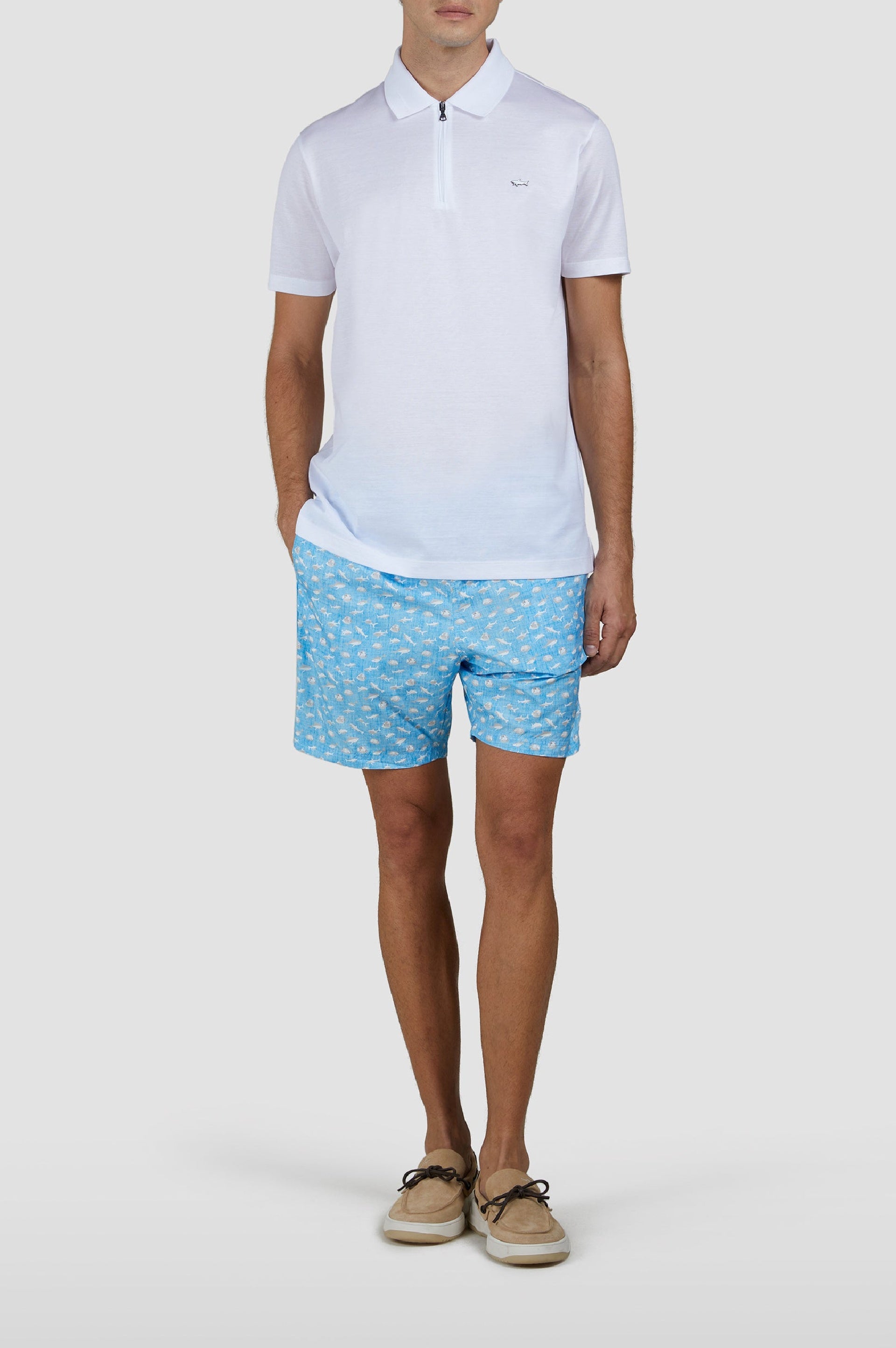 Short de bain à imprimé - Turquoise avec des requins