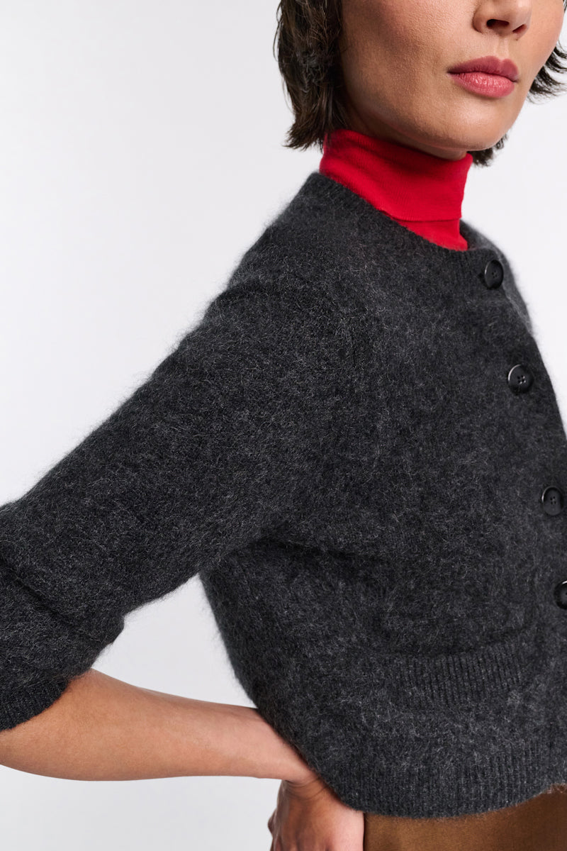 charcoal melange // FLUFFY STATEMENTS cardigan