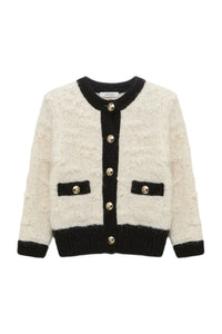 Cardigan Delightful Sparkle - Creme Black Framed