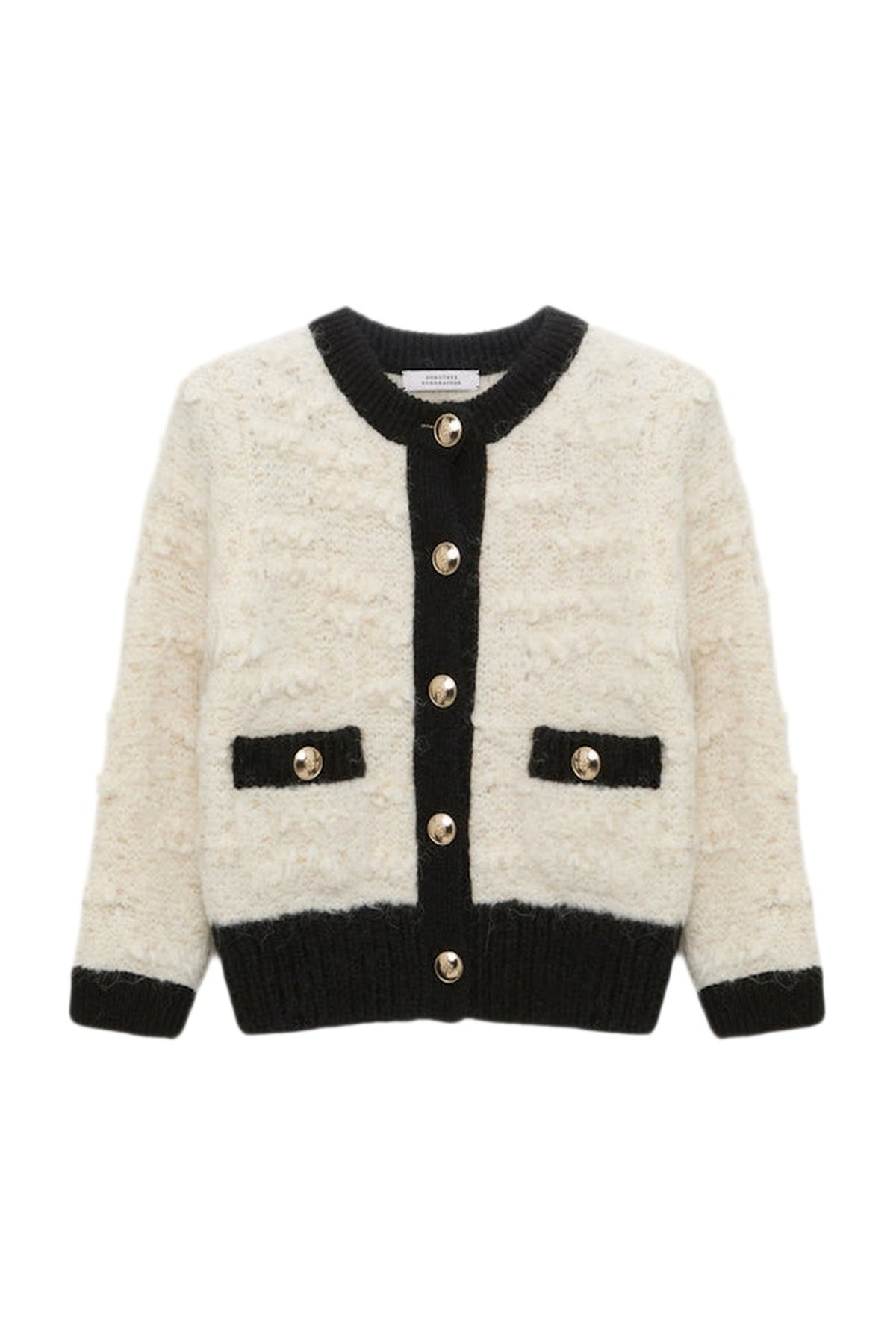 Cardigan Delightful Sparkle - Creme Black Framed