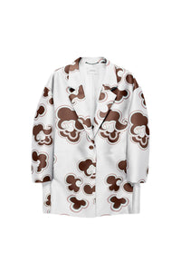 Floral Statement Coat - Off-white & Chocolate