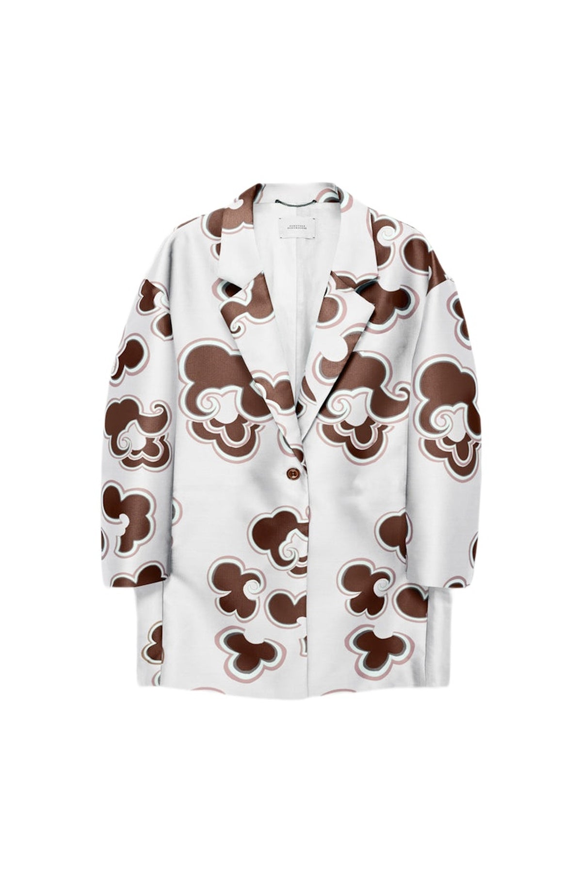 Floral Statement Coat - Off-white & Chocolate