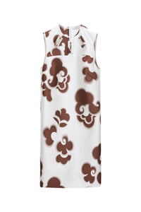 Statement Floral Dress - Off-white & Chocolate