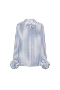 Blouse Striped Ease - White & Sky Mix