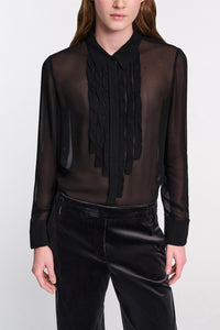 pure black // SHEER TWIST blouse
