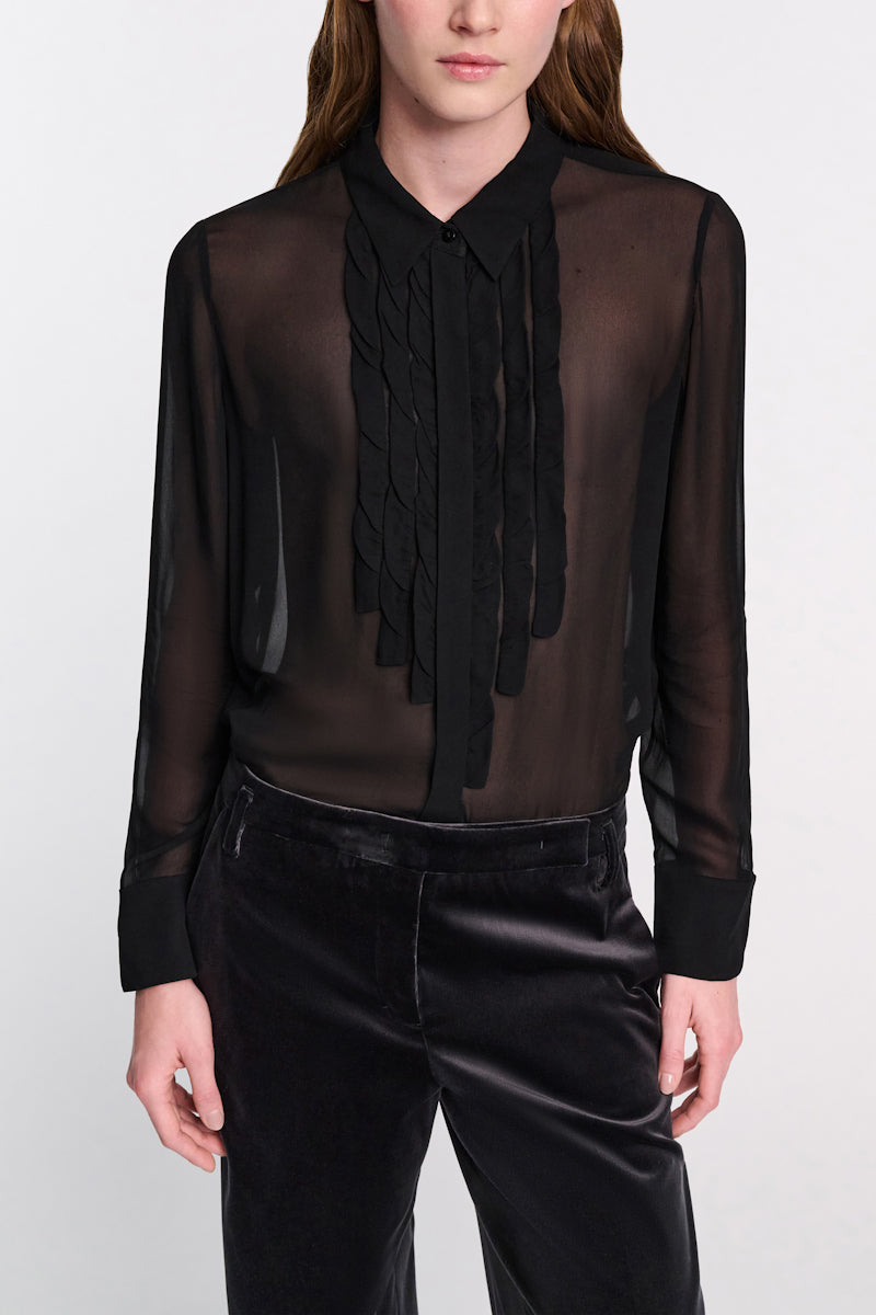pure black // SHEER TWIST blouse