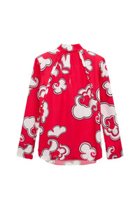 Soft Florals Blouse - Red and White