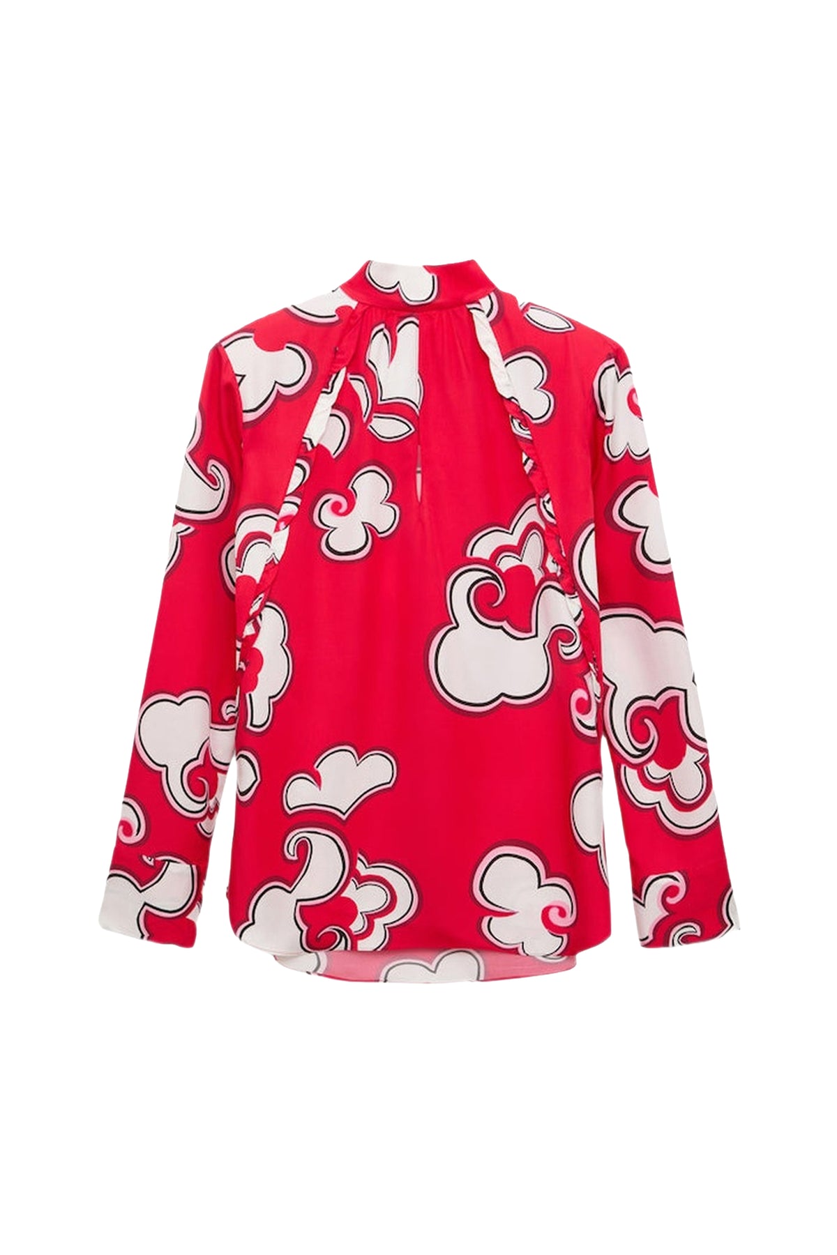 Soft Florals Blouse - Red and White