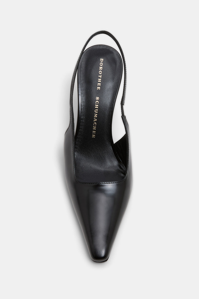 pure black // SUBTLE SHINE slingback pump