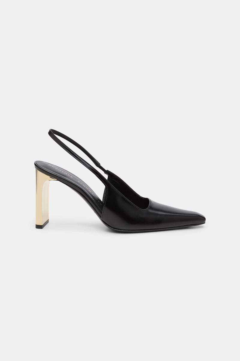 pure black // SUBTLE SHINE slingback pump