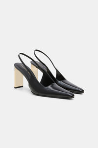 pure black // SUBTLE SHINE slingback pump