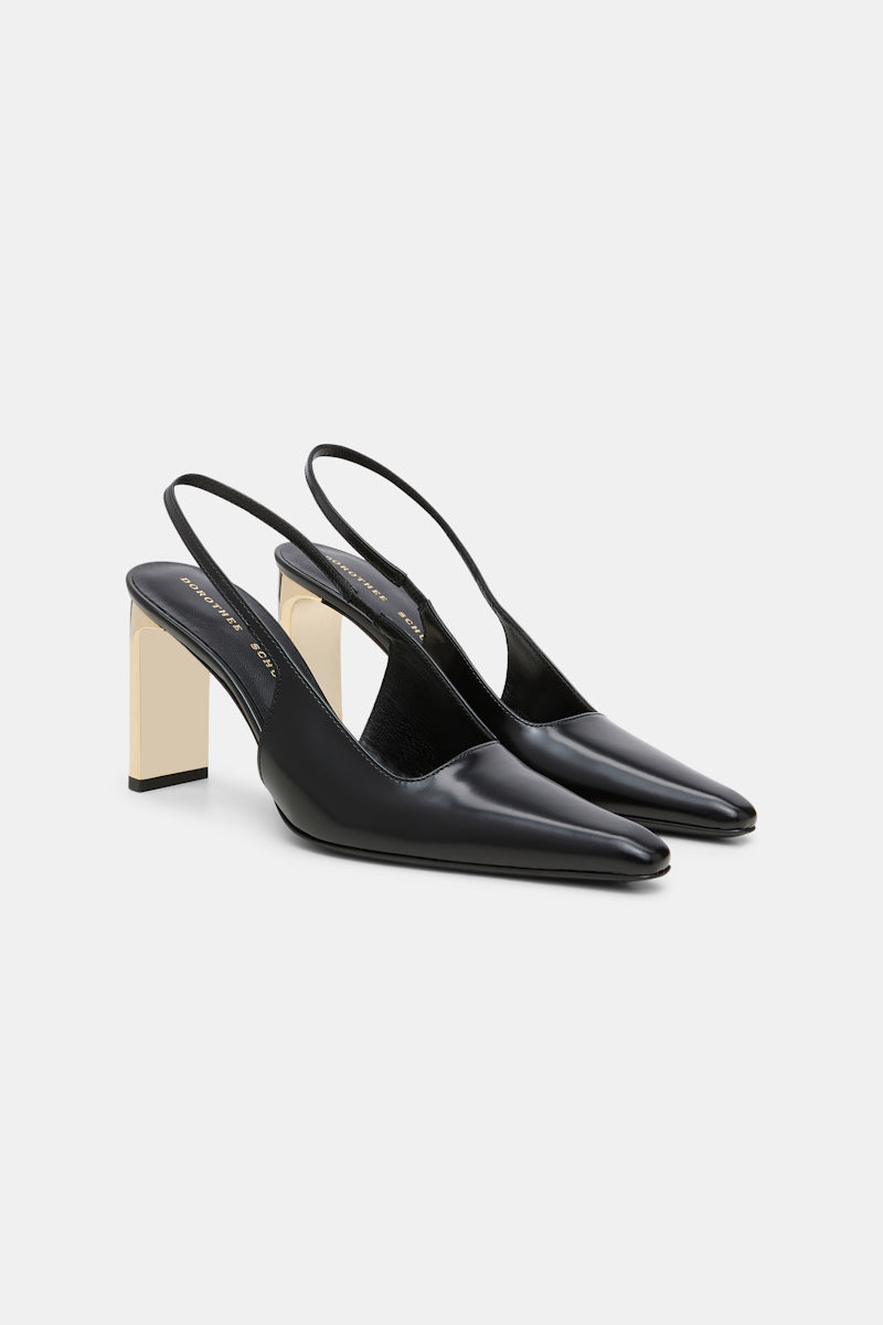 pure black // SUBTLE SHINE slingback pump
