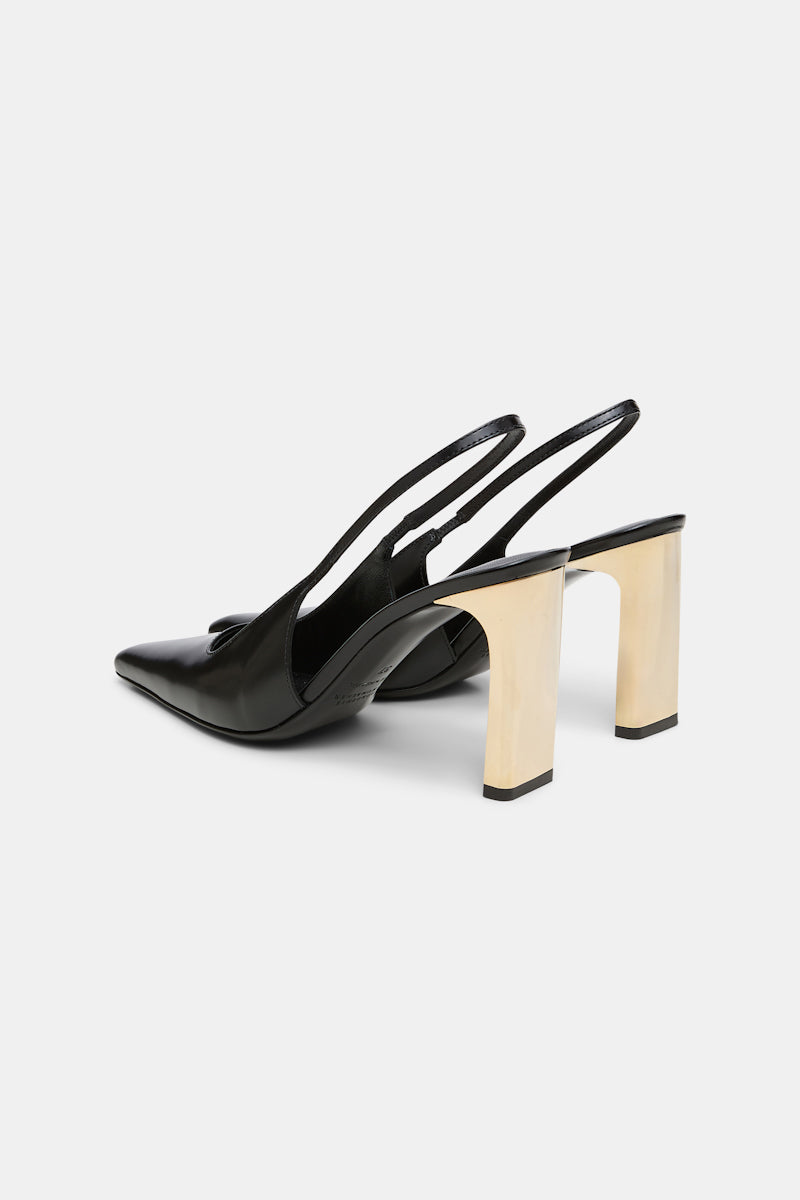 pure black // SUBTLE SHINE slingback pump